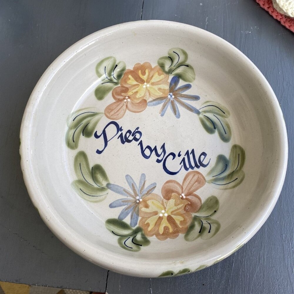 Louisville Stoneware Co. Pie Plate Pies By Cille flowers 9.5'' heavy duty